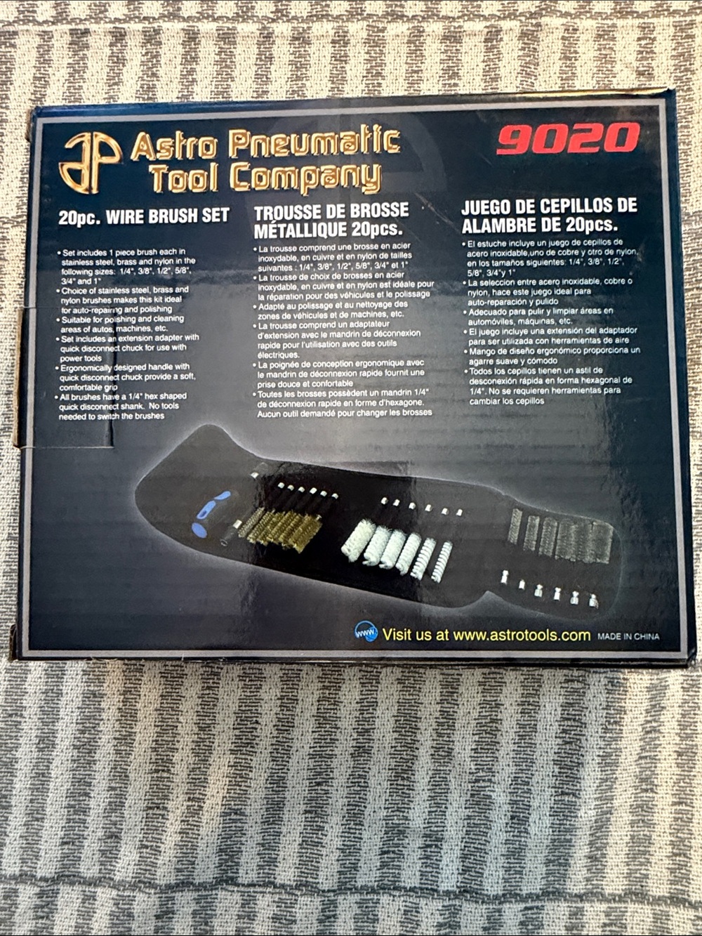 9020 20pc Astro pneumatic Wire Brush Set - Black